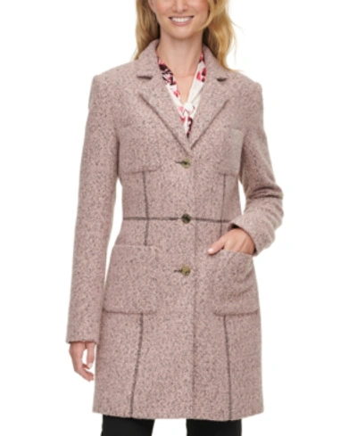 Dkny Four pocket Topper Coat In Pink grey ModeSens