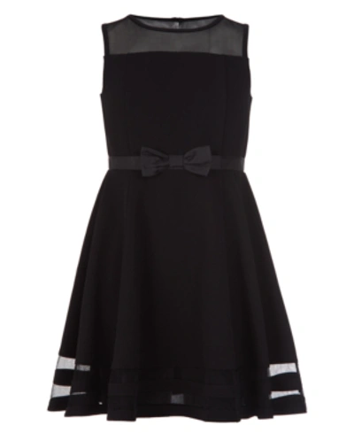 Shop Nautica Big Girls Illusion Mesh Bow Front Dress In Black