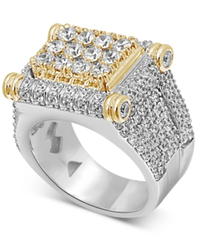 Shop Macy's Men's Diamond Two-tone Statement Ring (4-3/4 Ct. T.w.) In 10k Gold & White Gold