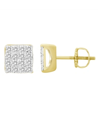 Shop Macy's Men's Diamond (1/2 Ct. T.w.) Earring Set In 10k Yellow Gold