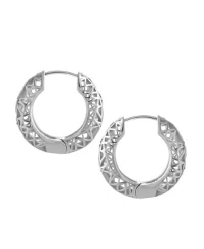 Shop Essentials Open Lace Hoop Earring In Silver Plate