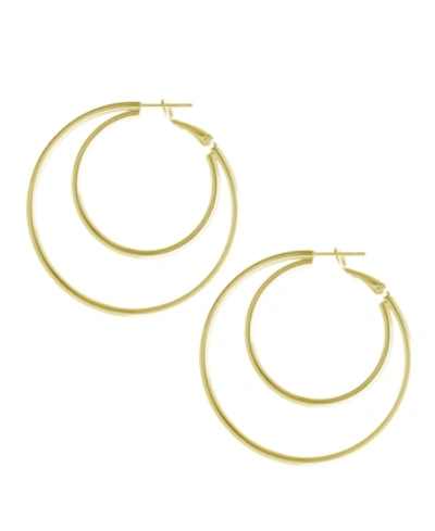 Shop Essentials Large Double Row Omega Hoop In Silver Plate In Gold