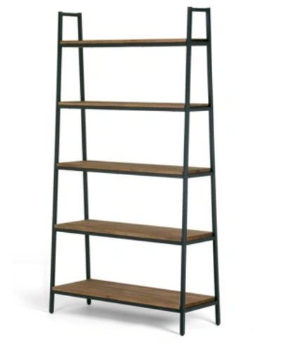 Shop Glamour Home Ailis 71.5" Pine Wood Metal Frame Etagere Bookcase Five-shelf Media Tower In Brown