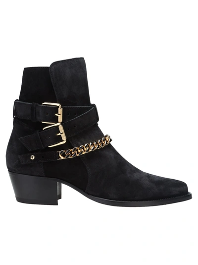 Shop Amiri Jodhpur Chain Ankle Boots In Black