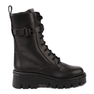 Shop Valentino Black Campsite Leather Combat Boot