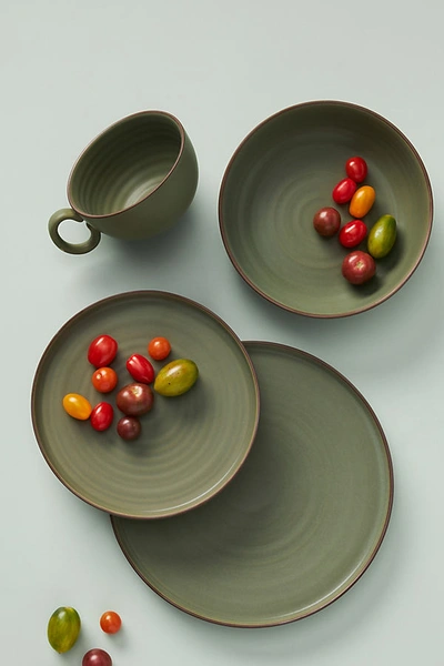Shop Gather By Anthropologie Ilana Matte Dinner Plates, Set Of 4 In Green