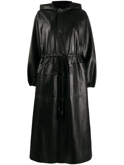 Shop Nanushka Noki Hooded Drawstring Coat In Black