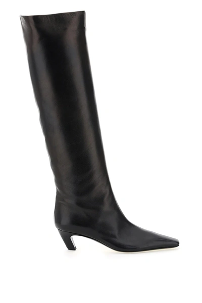 Shop Khaite Davis Knee-high Leather Boots In Black