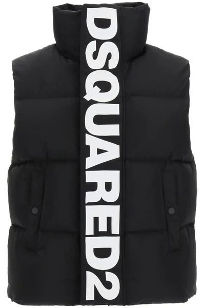 Shop Dsquared2 Down Vest With Logo In Black