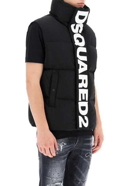 Shop Dsquared2 Down Vest With Logo In Black