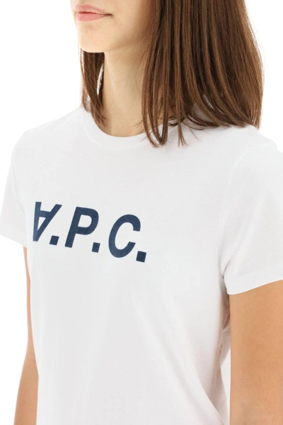 Shop Apc Vpc Logo Flock T-shirt In White,blue