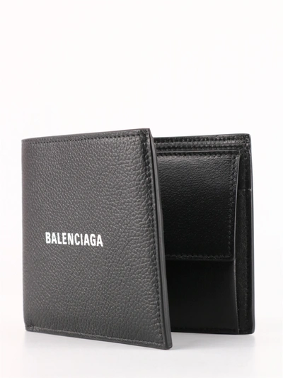 Shop Balenciaga Cash Square Folded Coin Wallet In Black