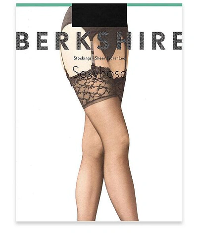Shop Berkshire Lace Top Stockings In Black