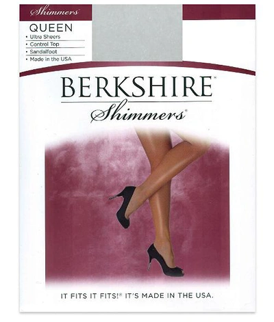 Shop Berkshire Queen Shimmers Control Top Pantyhose In Platinum
