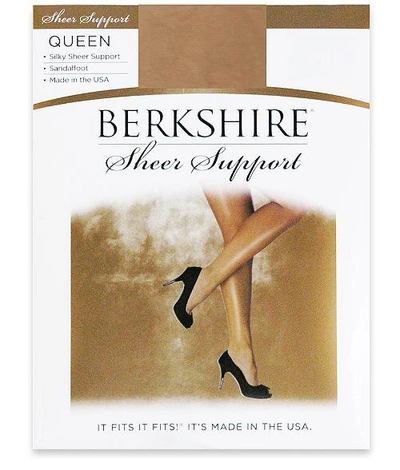 Shop Berkshire Queen Silky Sheer Support Pantyhose In City Beige