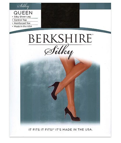 Shop Berkshire Queen Silky Sheer Control Top Pantyhose In Off Black