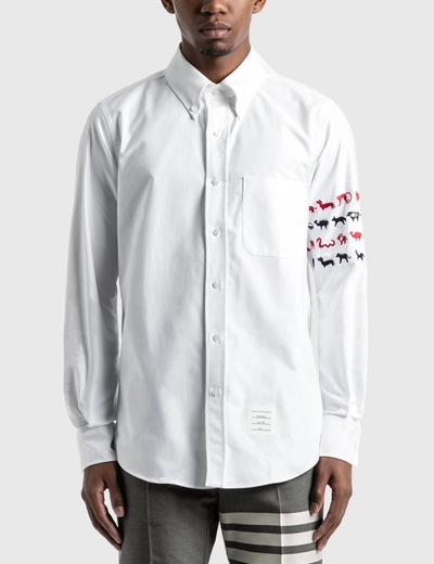 Shop Thom Browne Animal Icon 4-bar Shirt In White
