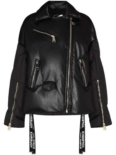 Shop Khrisjoy Biker-style Puffer Jacket In Black