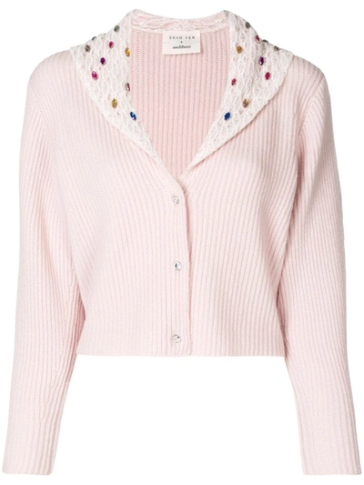 Shop Onefifteen Embellished Cropped Cardigan In Pink
