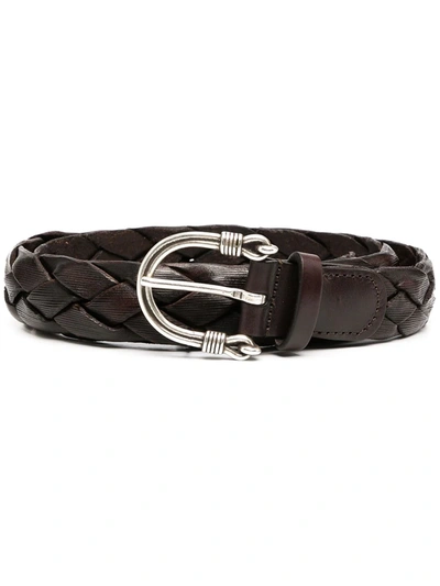 Shop Anderson's Woven Leather Belt In Brown