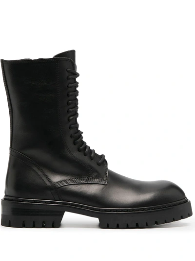 Shop Ann Demeulemeester Leather Combat-style Boots In Black