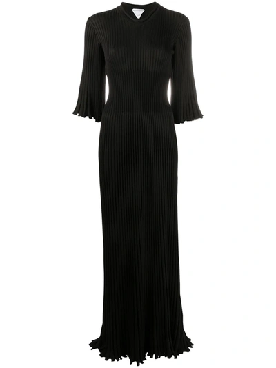 Shop Bottega Veneta Ribbed-knit Maxi Dress In Black