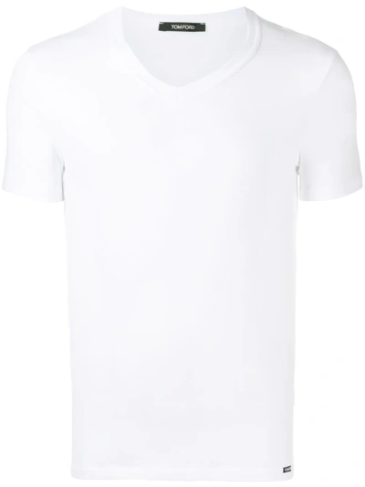 Shop Tom Ford V-neck Cotton T-shirt In White