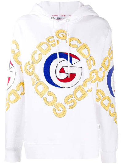 Gcds Logo Cotton Hoodie In White