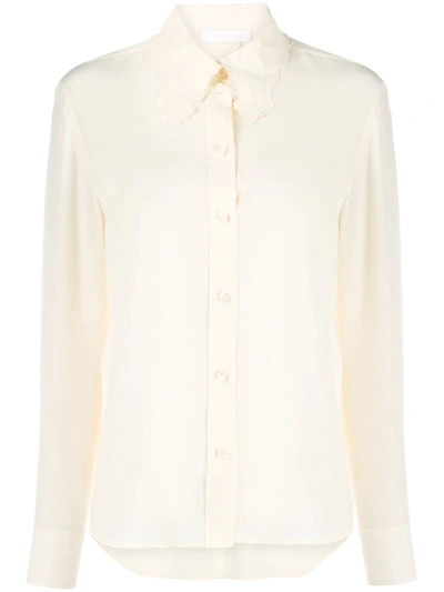 Shop Chloé Classic Silk Shirt In White