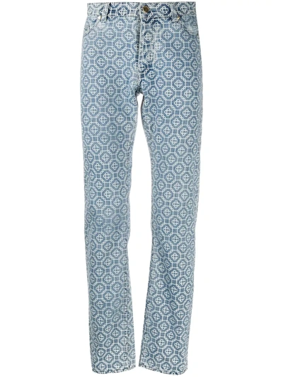 Shop Casablanca Geometric Print Jeans In Blue