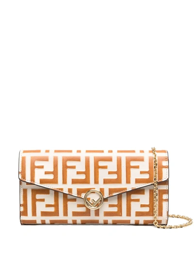 Shop Fendi Zucca-pattern Wallet-on-chain Bag In Neutrals