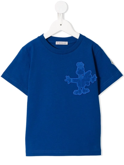 Shop Moncler Chicken-patch T-shirt In Blue