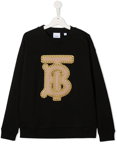 Shop Burberry Embroidered Chain-link Logo Jumper In Black