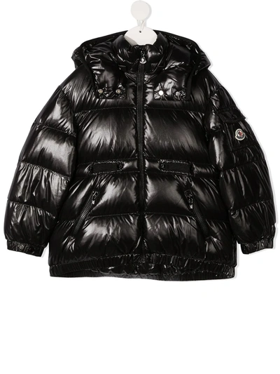 Shop Moncler Quilted Hooded Coat In Black