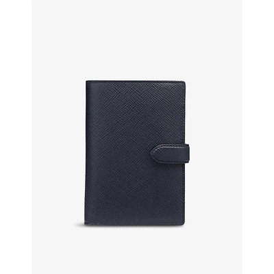 Shop Smythson Panama Crossgrain Leather Passport Cover Wallet In Navy