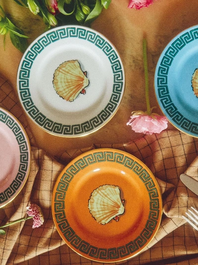Richard Ginori Viaggio Di Nettuno Flat Bread Plates (set Of 4) In Blue