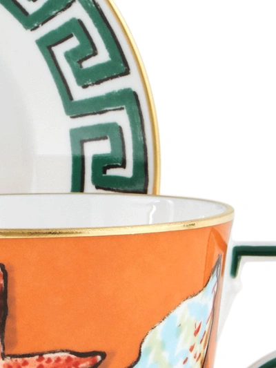 Richard Ginori Viaggio Di Nettuno Teacups And Saucers (set Of 2) In Orange