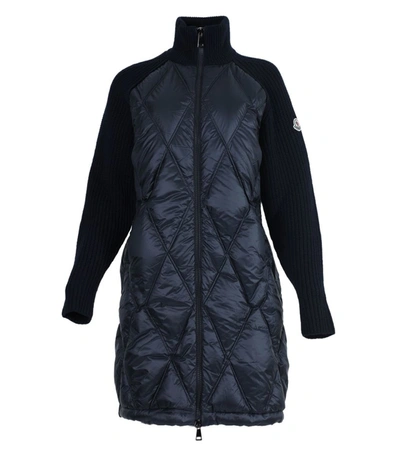 Shop Moncler Navy Puffer Cardigan In Blue