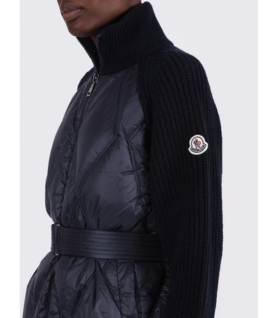 Shop Moncler Navy Puffer Cardigan In Blue