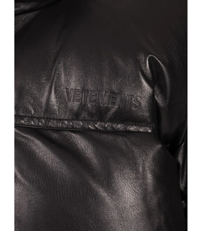 Shop Vetements Black Leather Lambskin Jacket