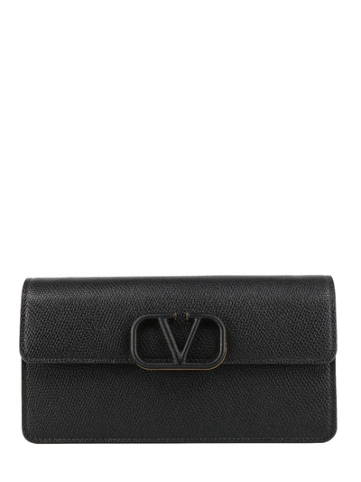 Shop Valentino Vsling Chain Wallet In Black