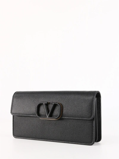 Shop Valentino Vsling Chain Wallet In Black