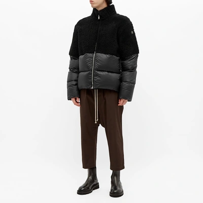 Shop Moncler Rick Owens +  Shearling Coyote Coat In Black