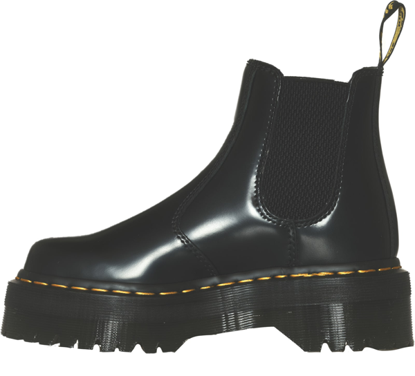 dr martens quad 5 tie stacked leather flat shoes in black