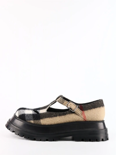 Shop Burberry T Shoes Tartan Wool In Beige