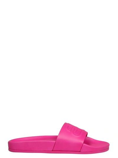 Shop Balenciaga Piscine Slider Sandal In Pink & Purple