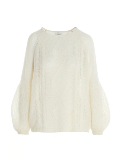 Shop Co Sheer Knit Sweater In White