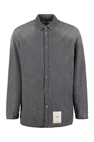 Shop Maison Margiela Cotton Drill Overshirt In Grey