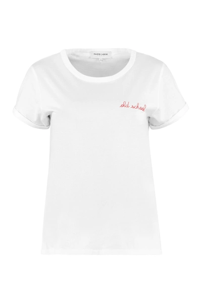 Shop Maison Labiche Embroidered Cotton T-shirt In White