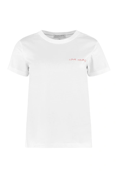 Shop Maison Labiche Embroidered Cotton T-shirt In White